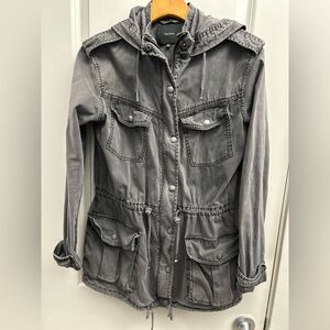 Aritzia Talula Trooper Hooded Grey Utility Jacket